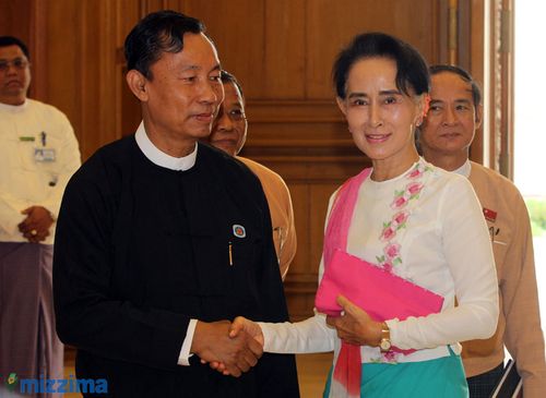 杜耶吴瑞曼议长会见国防部长及杜昂山素姬 （华轩）