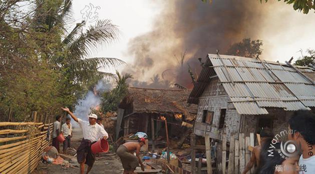 内比都莱韦区火灾致使五间房屋被毁