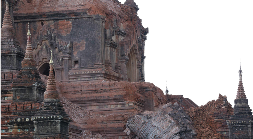 24日的6.9级地震致古城蒲甘近200座佛塔被毁