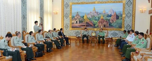 梭温在内比都会见中国解放军西部战区司令赵宗岐