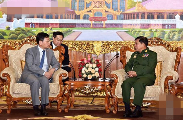 敏昂来会见中国驻缅甸大使洪亮