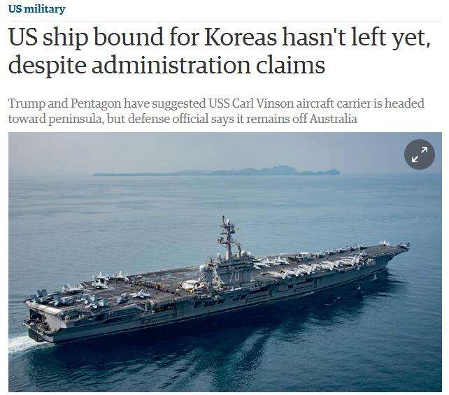 朝鲜威胁要击沉美国航母 称其为肥硕的变态动物