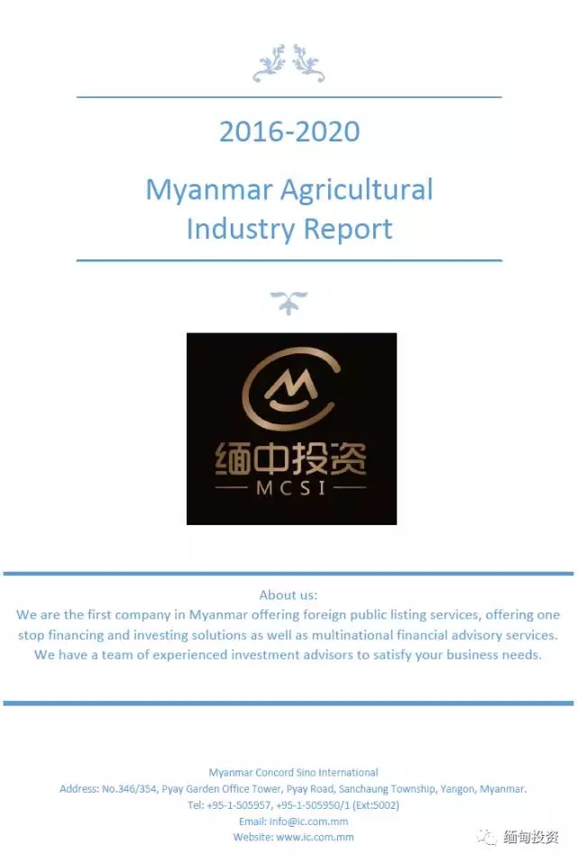 缅中投资：缅甸农业行业研究报告（英文版）