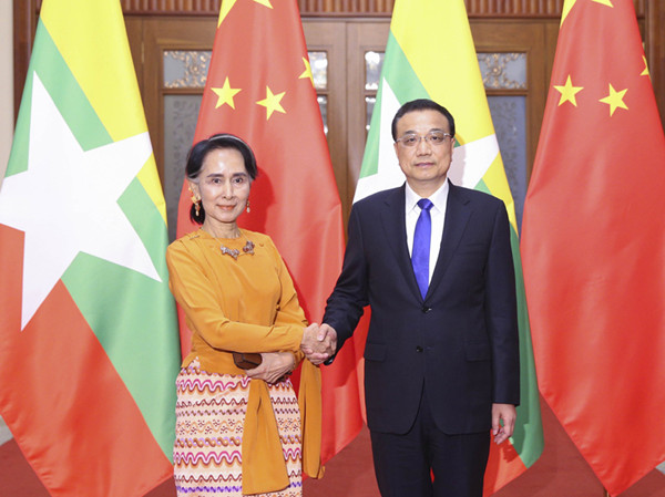 国务院总理李克强会见缅甸国务资政昂山素季