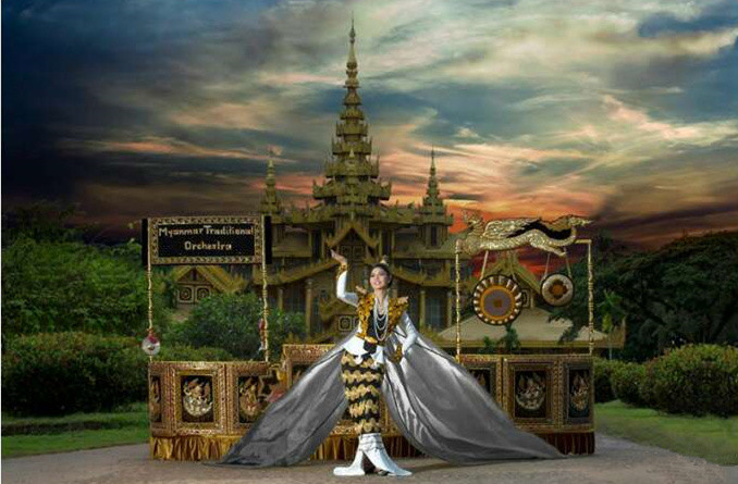 缅甸环球小姐将“拖”全副传统乐器亮相拉斯维加斯