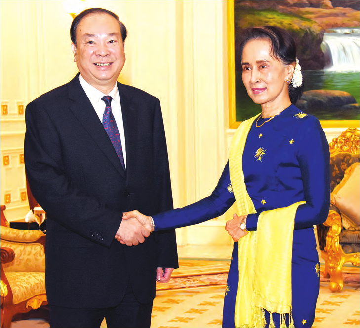 缅甸民盟主席、国务资政昂山素季会见黄坤明