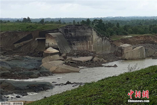 缅甸大坝溃口洪水泛滥 大桥被冲毁6.3万人受灾
