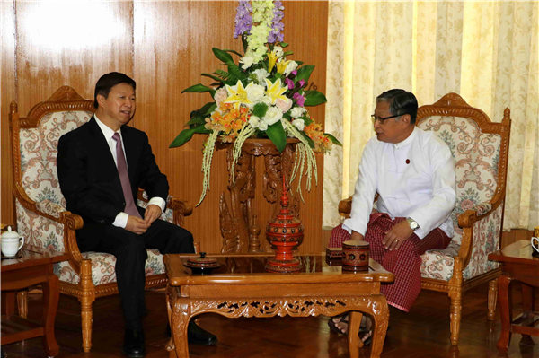 宋涛会见缅甸国务资政府部长觉丁瑞