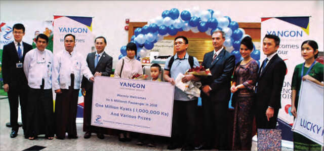 仰光国际机场迎来2018年的第600万名旅客