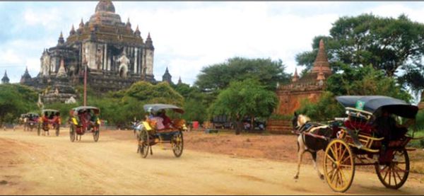 国外游客大量进入促进蒲甘地区马车行业的发展