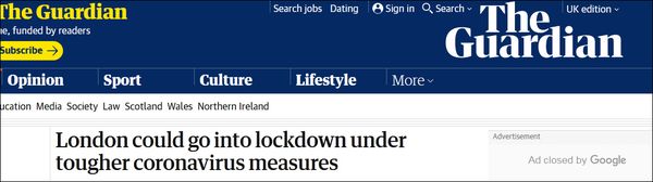 英媒：伦敦准备封城