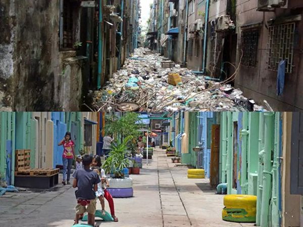 仰光阿弄镇的“后巷花园”计划