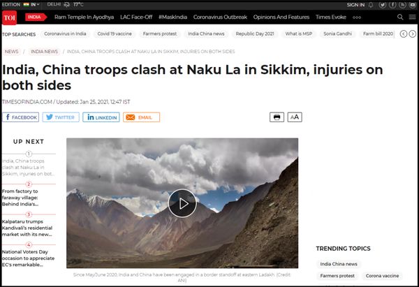 解放军“入侵”印度领土且20人受伤？印媒此番造谣被逮了个正着