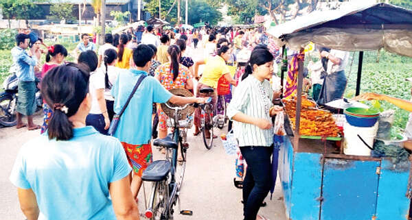 仰光莱达雅瑞林邦工业区工人们就业情况