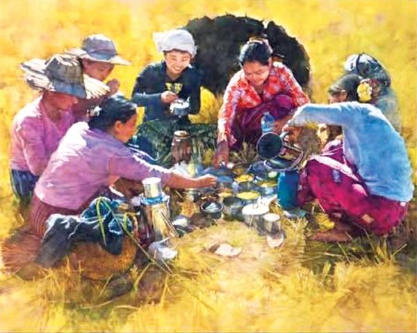 尼泊尔国家举办的美术比赛缅甸两名画家获奖