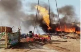 缅甸曼德勒达玛油田一油井起火