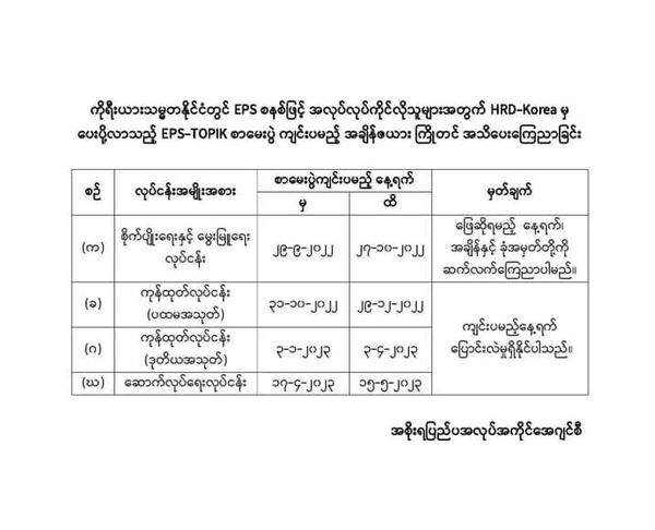 韩国EPS考试将于本月29日举行