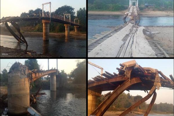 克伦邦横跨遥达瓦河的桥梁被炸毁