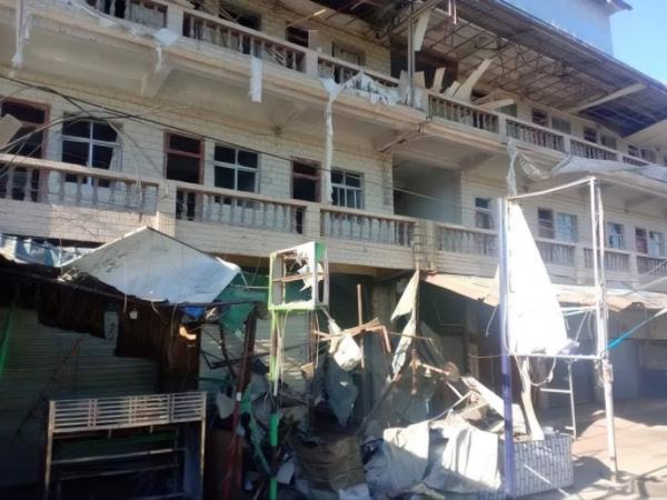 木姐105英里贸易区激战致部分建筑物被重型武器损坏