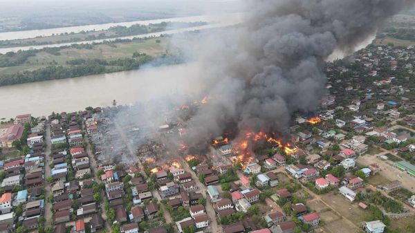 斋马劳市达玛大村发生火灾约300间房屋被烧毁