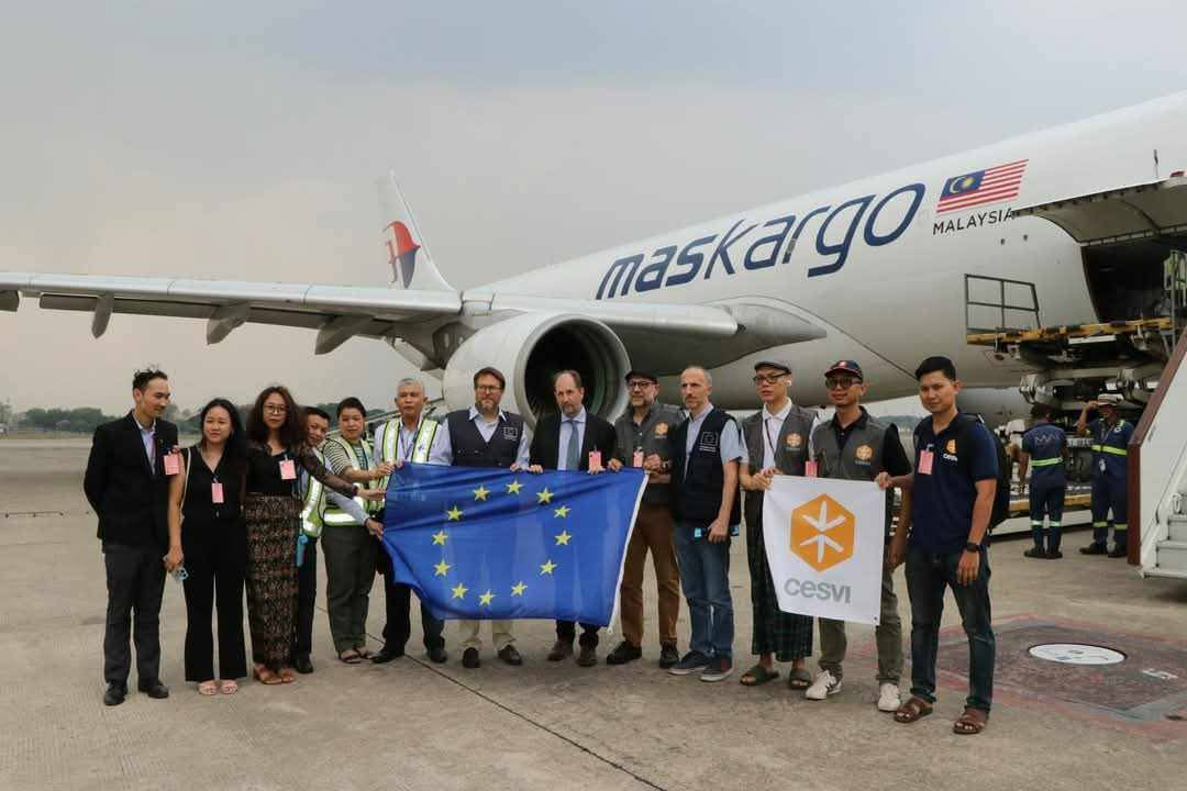 欧盟援助的第二批地震救援物资抵缅