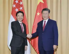 习近平会见新加坡总理黄循财