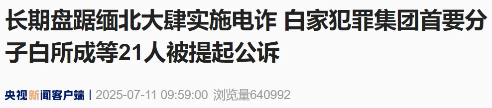 白所成等21人，被提起公诉！